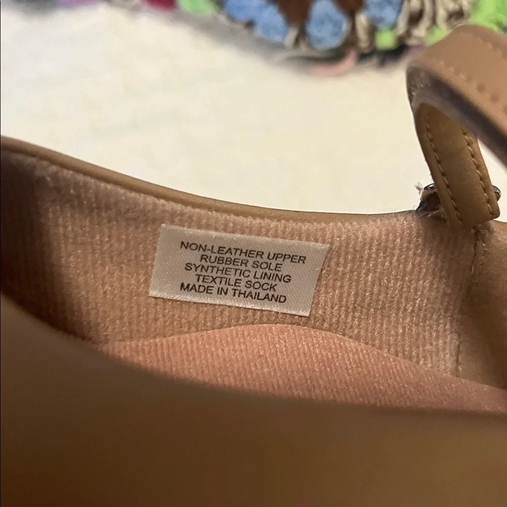 Classic Tan Kids Maryjane Hook & Loop Strap Vegan Leather Dance Tap Shoes